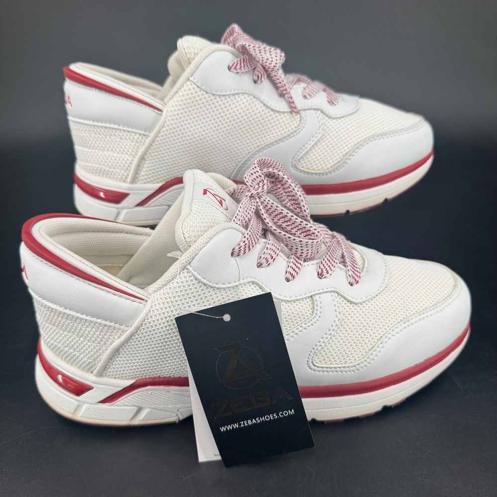 NEW Zeba Peppermint Hands Free Shoes WOMENS White Red Lace Up Sneakers 10 EW